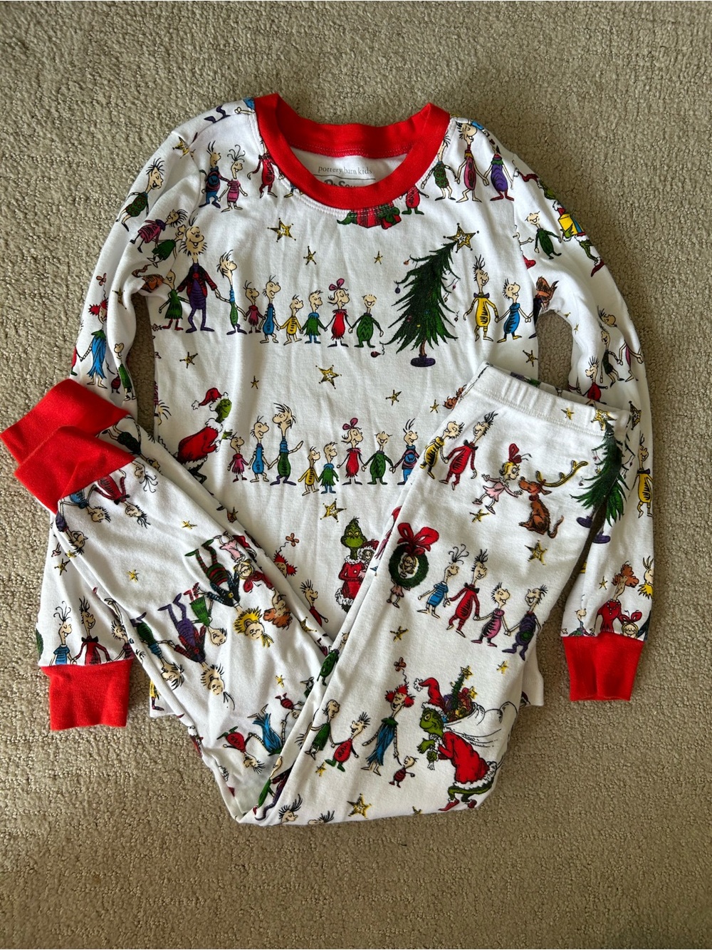 Pottery Barn Kids grinch pajamas 8 Christmas cotton holiday dr. Suess